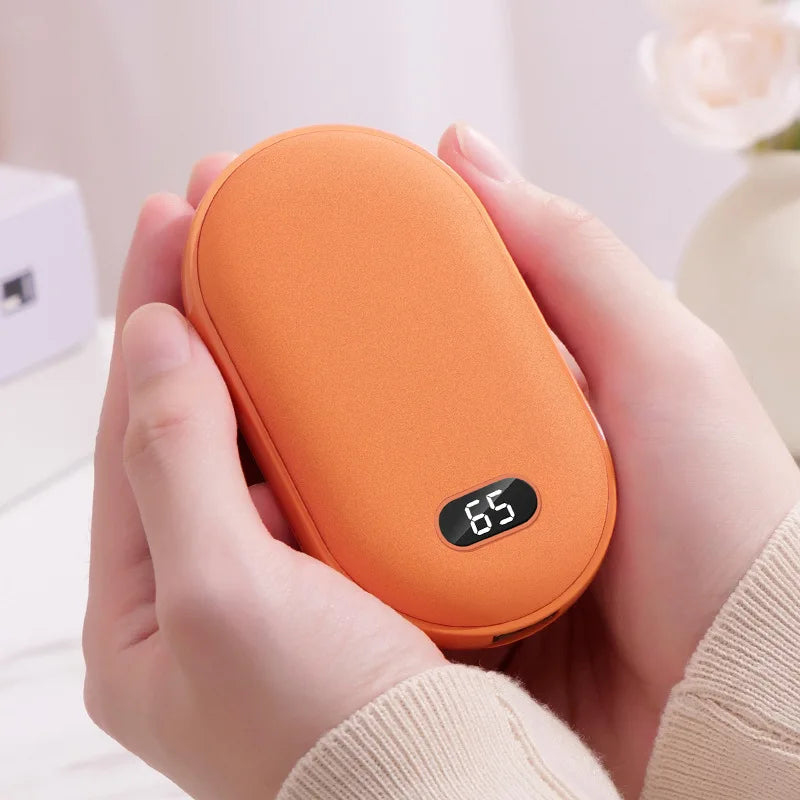 2 In 1 Pebble 10000mAh Hand Warmer Quick Heating USB Rechargeable Mini Pocket Warmer Digital Electric Mobile Power Bank Winter