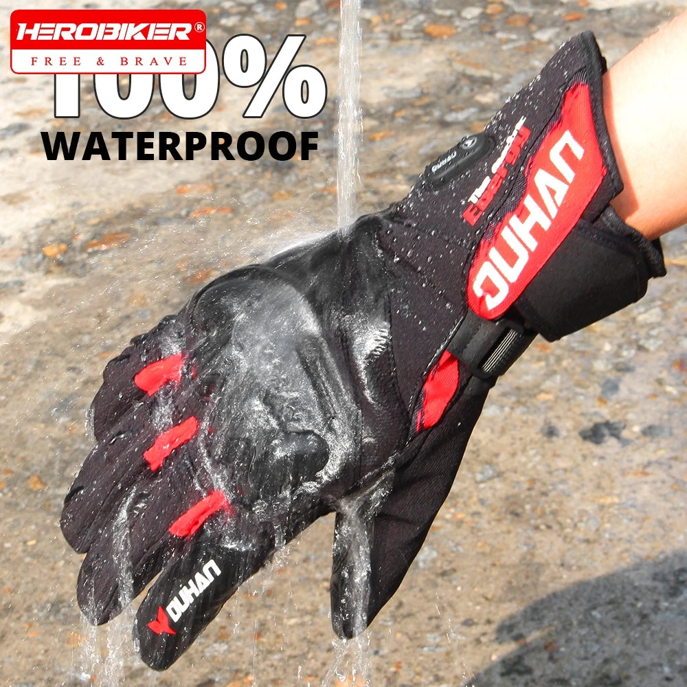 DUHAN Heated Gloves Battery Powered Winter Thermal Motorcycle Heating Gloves Riding Waterproof Guantes Para Moto Touch Screen