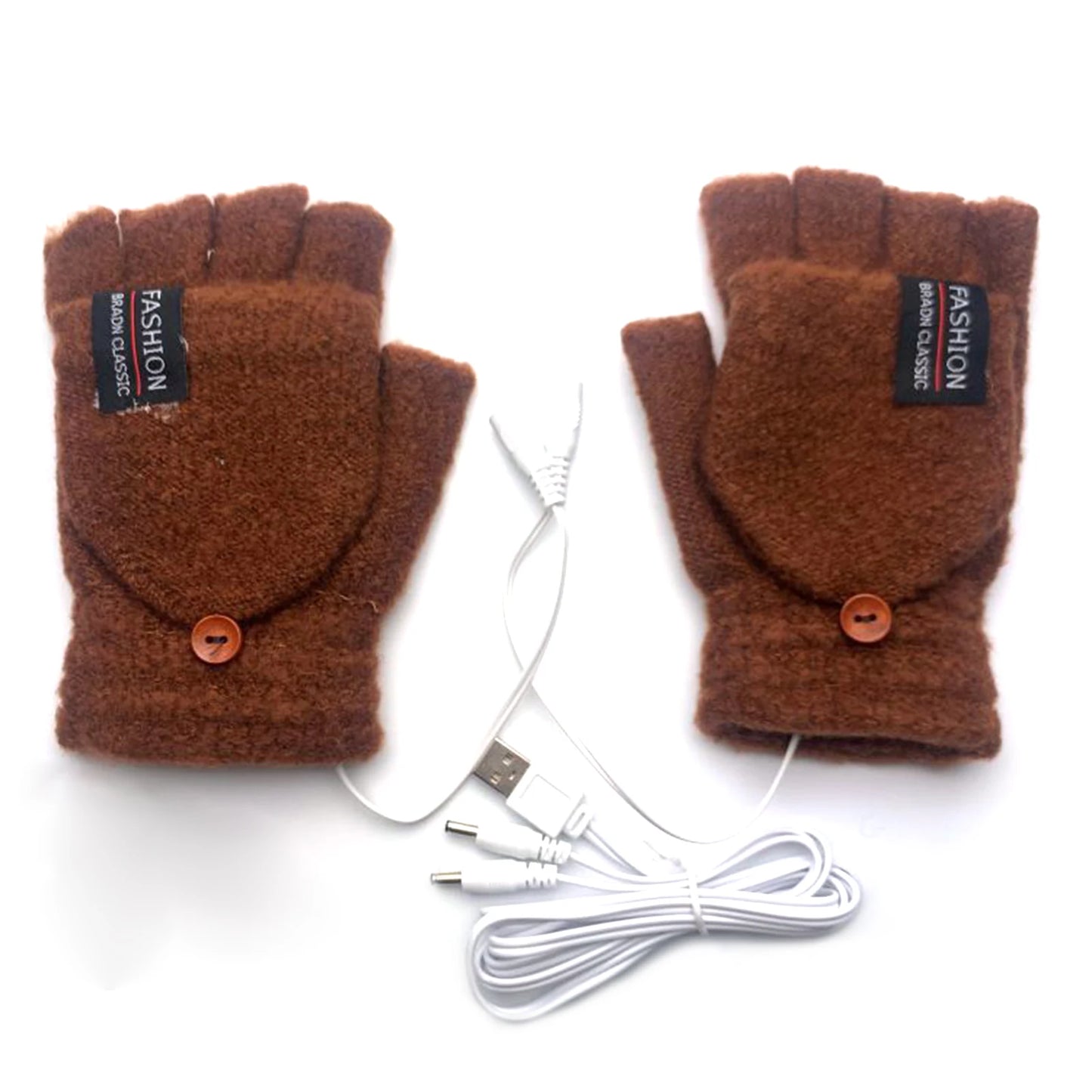 Unisex USB Electric Heating Winter Outdoor Heated Gloves Pure Color Full&Half Finger Warmer Mitten Hand Warmer Thermal