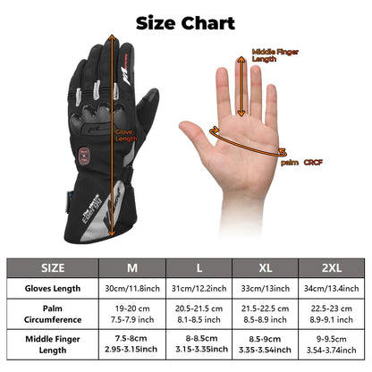 KEMIMOTO Electric Heated Gloves Winter Skiing Gloves Touch Screen Motorcycle Gloves Waterproof Rechargeable Heating Thermal