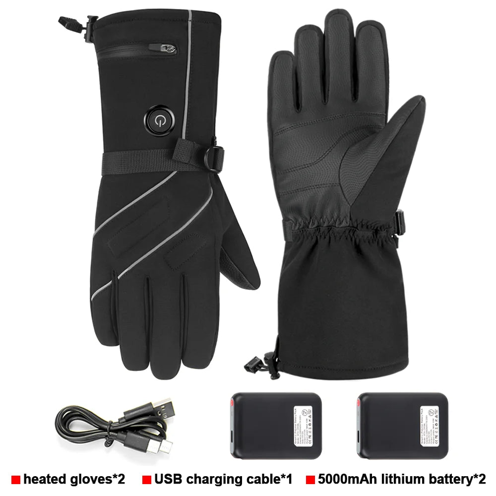 DUHAN Heated Gloves Battery Powered Winter Thermal Motorcycle Heating Gloves Riding Waterproof Guantes Para Moto Touch Screen