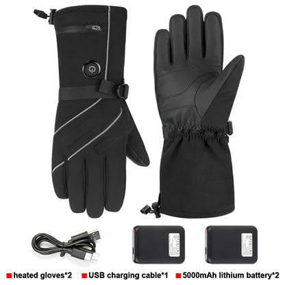 DUHAN Heated Gloves Battery Powered Winter Thermal Motorcycle Heating Gloves Riding Waterproof Guantes Para Moto Touch Screen