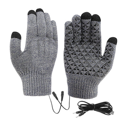 Electric Heated Gloves Touch Screen Outdoor Riding Skiing Mitten USB Heated Gloves for Backpacking Mountaineering (no battery)