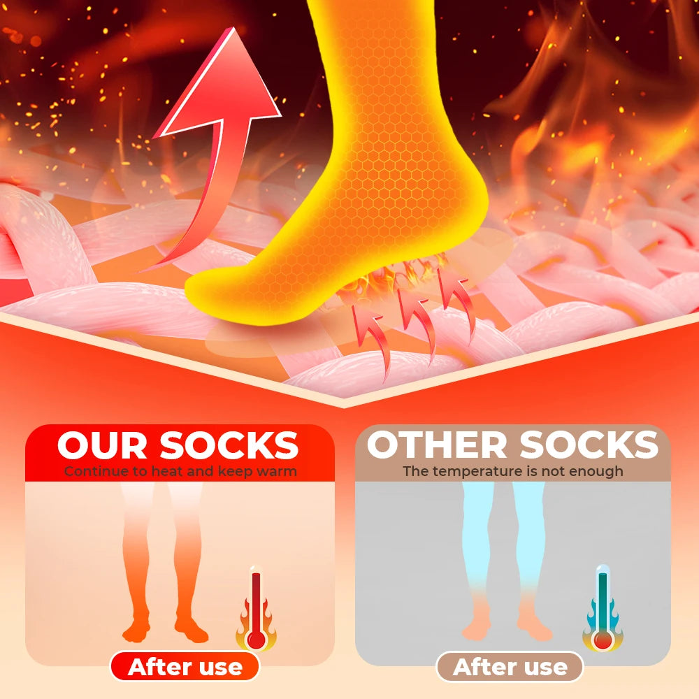 Heated Socks Remote Control Motorcycle Electric Heating Socks Rechargeable Battery Winter Thermal Thick Stockings Men Women