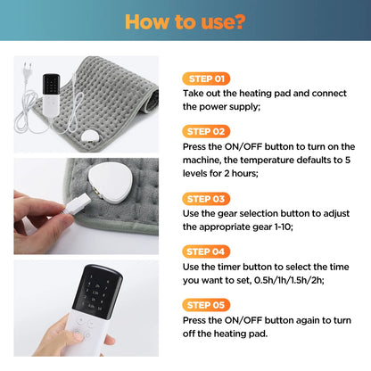 Electric Heating Pad Multifunctional Physiotherapy Heating Blanket Cushion 10 Levels Temperature Timing Body Back Warmer Winter