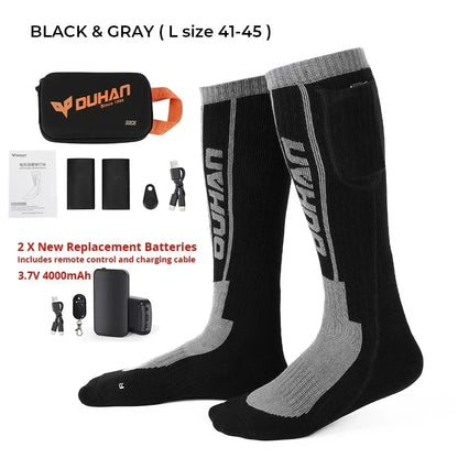 Heated Socks Remote Control Motorcycle Electric Heating Socks Rechargeable Battery Winter Thermal Thick Stockings Men Women