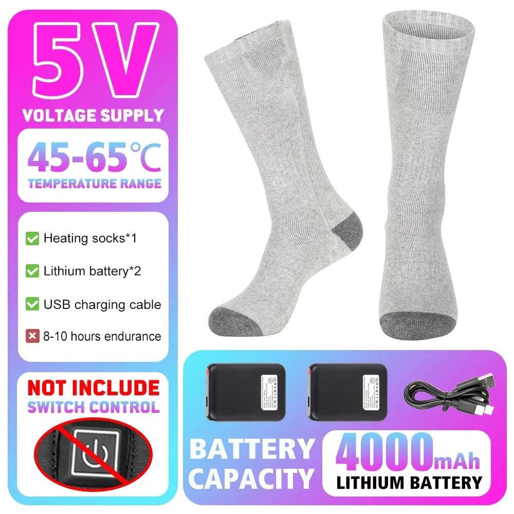 Winter Heated Socks Rechargeable Heating Socks for USB 5000mah Heated Socks Warmth Outdoor Heated Boots Snowmobile Winter Ski