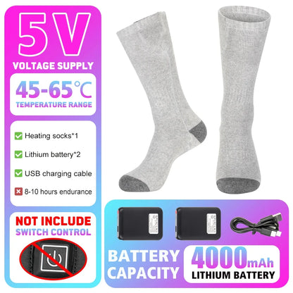 Winter Heated Socks Rechargeable Heating Socks for USB 5000mah Heated Socks Warmth Outdoor Heated Boots Snowmobile Winter Ski