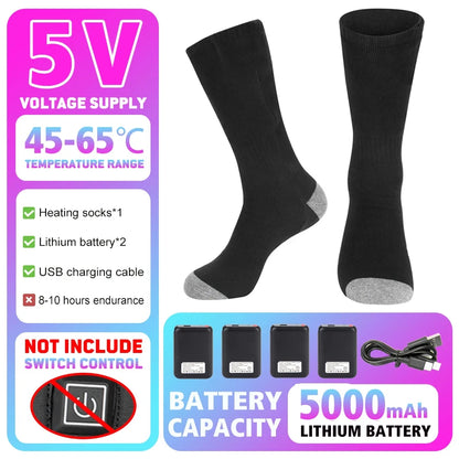 Winter Heated Socks Rechargeable Heating Socks for USB 5000mah Heated Socks Warmth Outdoor Heated Boots Snowmobile Winter Ski