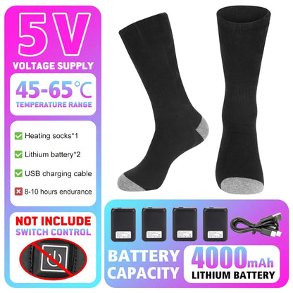 Winter Heated Socks Rechargeable Heating Socks for USB 5000mah Heated Socks Warmth Outdoor Heated Boots Snowmobile Winter Ski