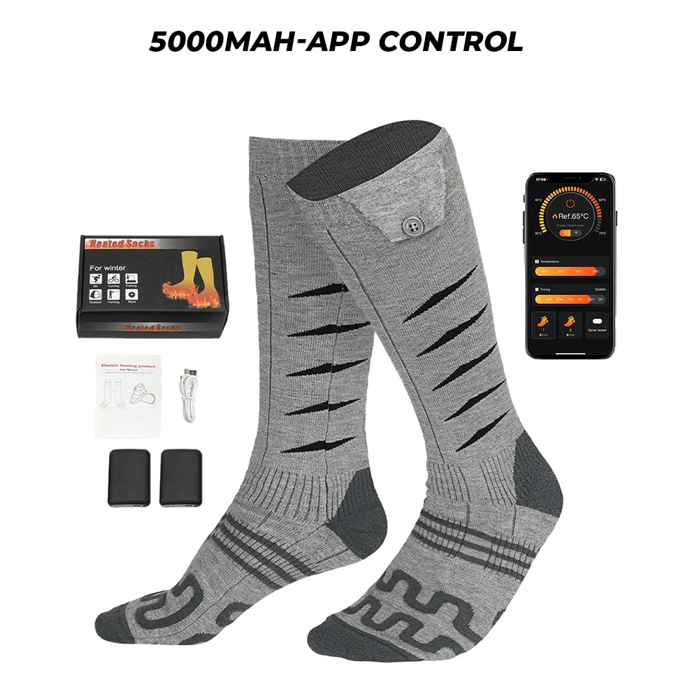 Heated Socks Remote Control Motorcycle Electric Heating Socks Rechargeable Battery Winter Thermal Thick Stockings Men Women