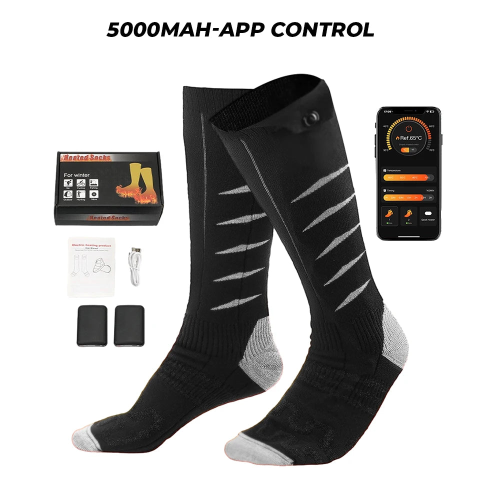 Heated Socks Remote Control Motorcycle Electric Heating Socks Rechargeable Battery Winter Thermal Thick Stockings Men Women