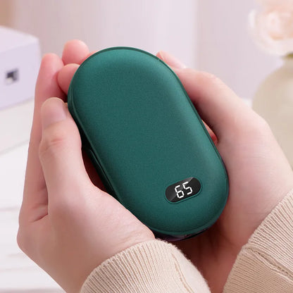 2 In 1 Pebble 10000mAh Hand Warmer Quick Heating USB Rechargeable Mini Pocket Warmer Digital Electric Mobile Power Bank Winter