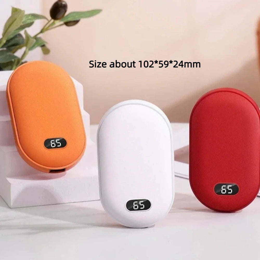 2 In 1 Pebble 10000mAh Hand Warmer Quick Heating USB Rechargeable Mini Pocket Warmer Digital Electric Mobile Power Bank Winter