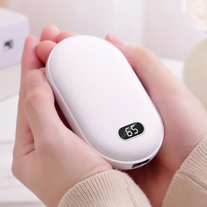 2 In 1 Pebble 10000mAh Hand Warmer Quick Heating USB Rechargeable Mini Pocket Warmer Digital Electric Mobile Power Bank Winter