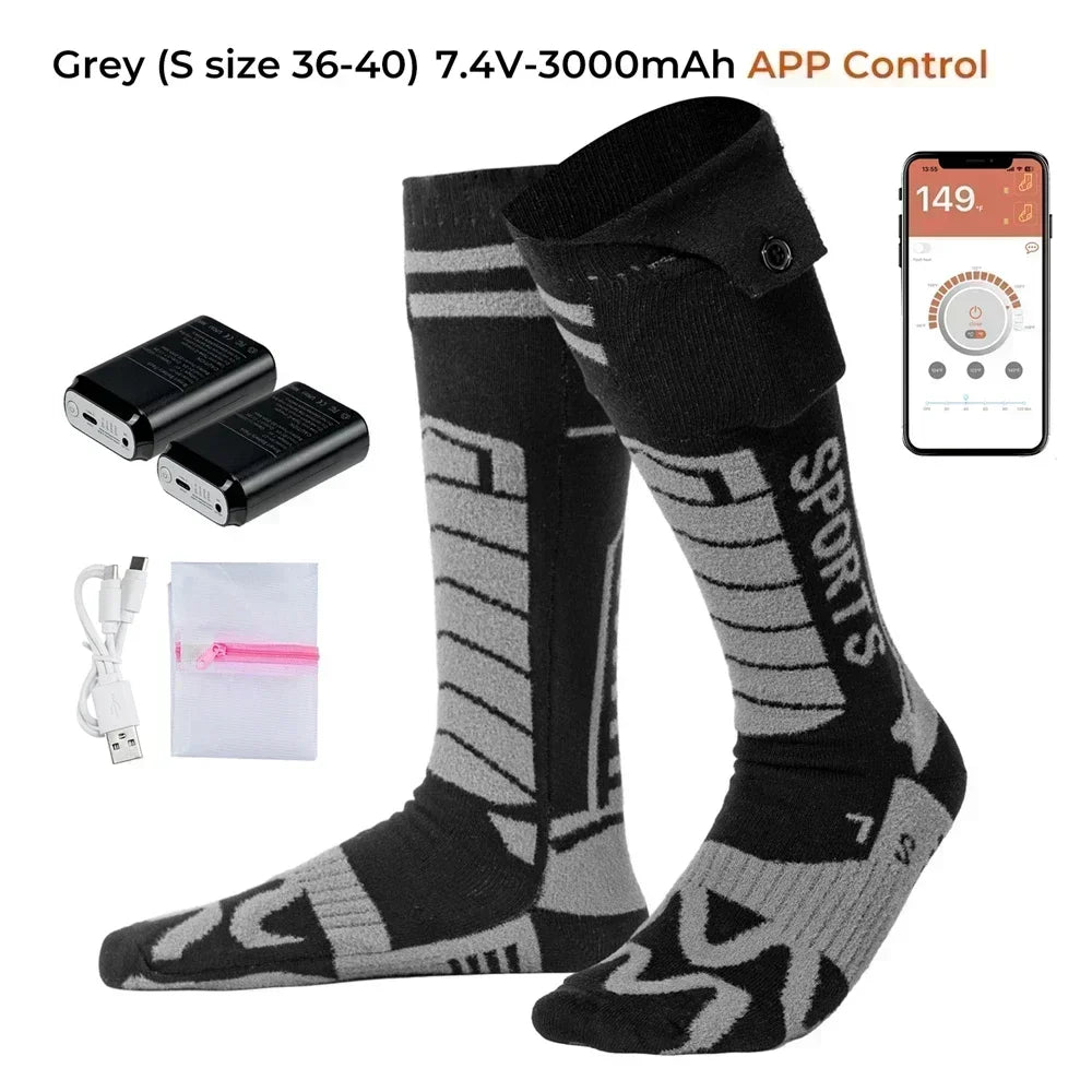 Heated Socks Remote Control Motorcycle Electric Heating Socks Rechargeable Battery Winter Thermal Thick Stockings Men Women
