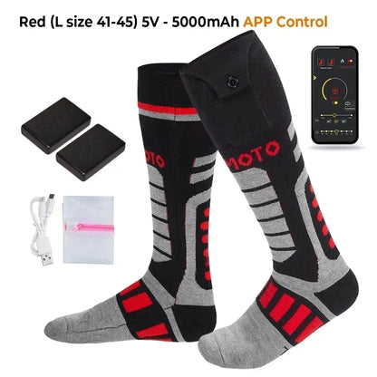 Heated Socks Remote Control Motorcycle Electric Heating Socks Rechargeable Battery Winter Thermal Thick Stockings Men Women