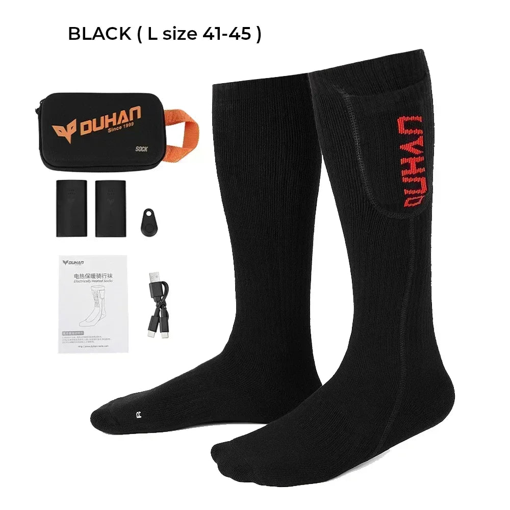 Heated Socks Remote Control Motorcycle Electric Heating Socks Rechargeable Battery Winter Thermal Thick Stockings Men Women