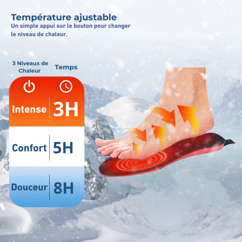 Semelles Chauffantes Rechargeables Sans Fil Ergonomiques