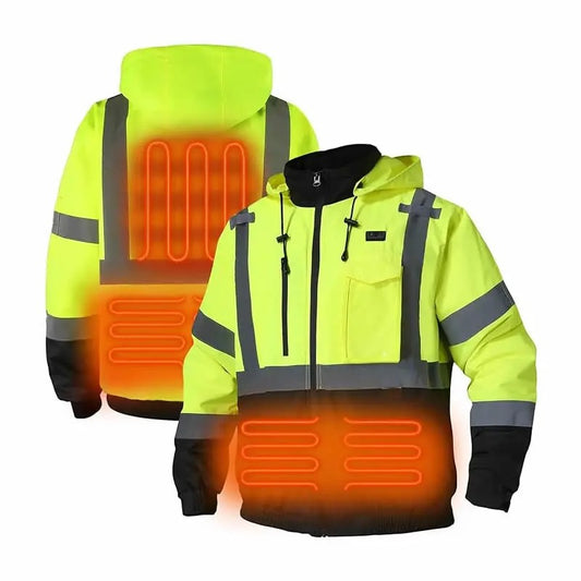 Veste de sécurité réfléchissante haute visibilité pour hommes Vêtements de travail à batterie avec logo personnalisé Veste chauffante réactive imperméable avec revêtement